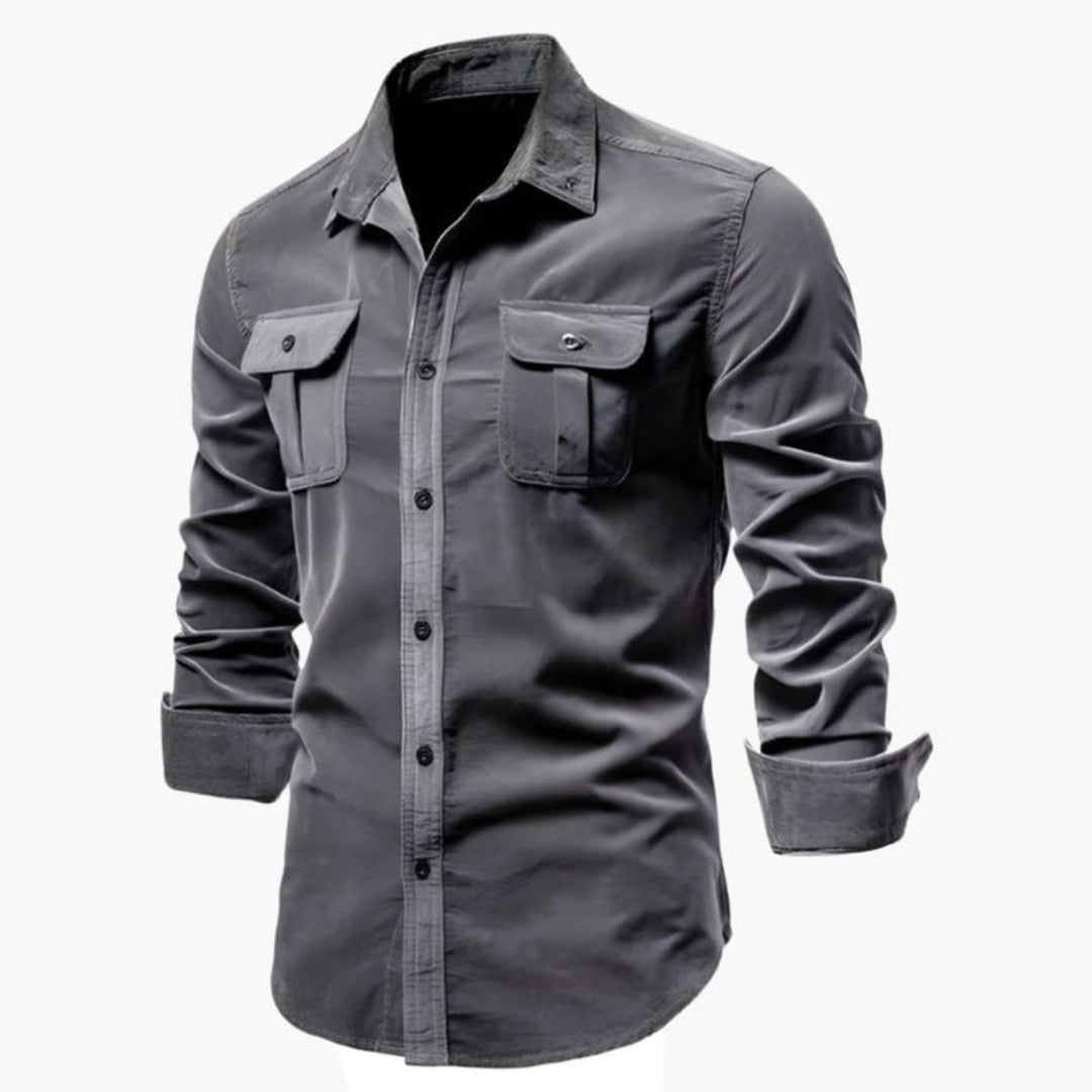 Carter | Men’s Long Sleeve Dual Chest Pocket Button-Up Shirt