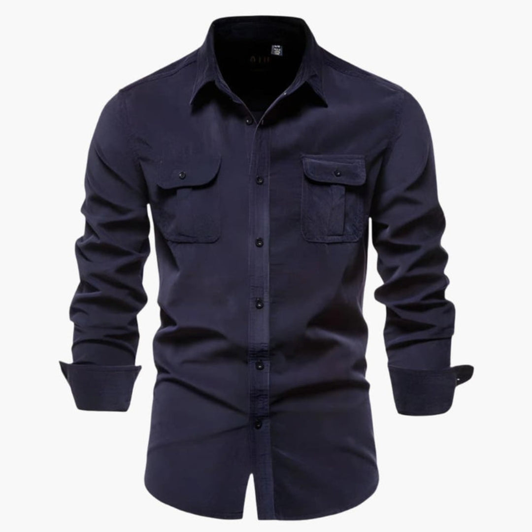 Carter | Men’s Long Sleeve Dual Chest Pocket Button-Up Shirt