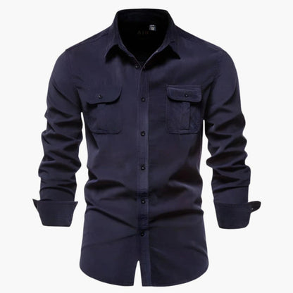 Carter | Men’s Long Sleeve Dual Chest Pocket Button-Up Shirt