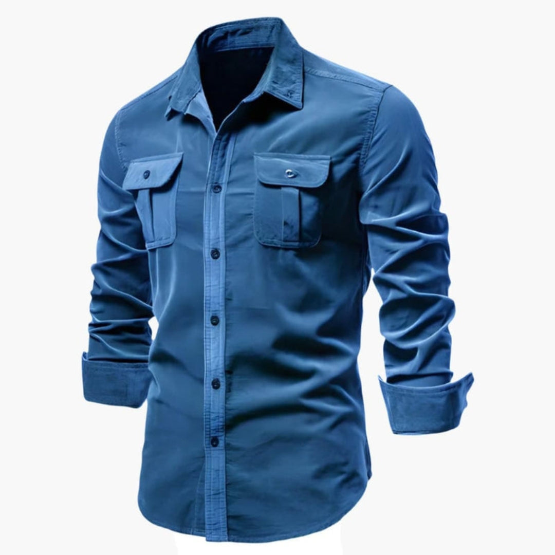 Carter | Men’s Long Sleeve Dual Chest Pocket Button-Up Shirt