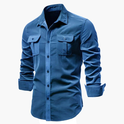 Carter | Men’s Long Sleeve Dual Chest Pocket Button-Up Shirt