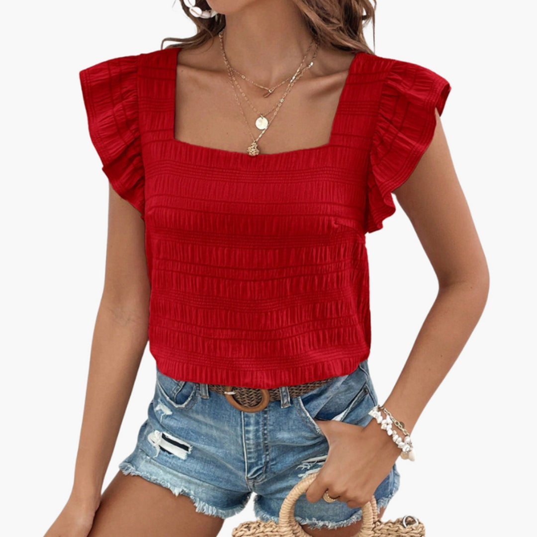 Lacey | Women’s Square Neck Ruffle Sleeve Blouse