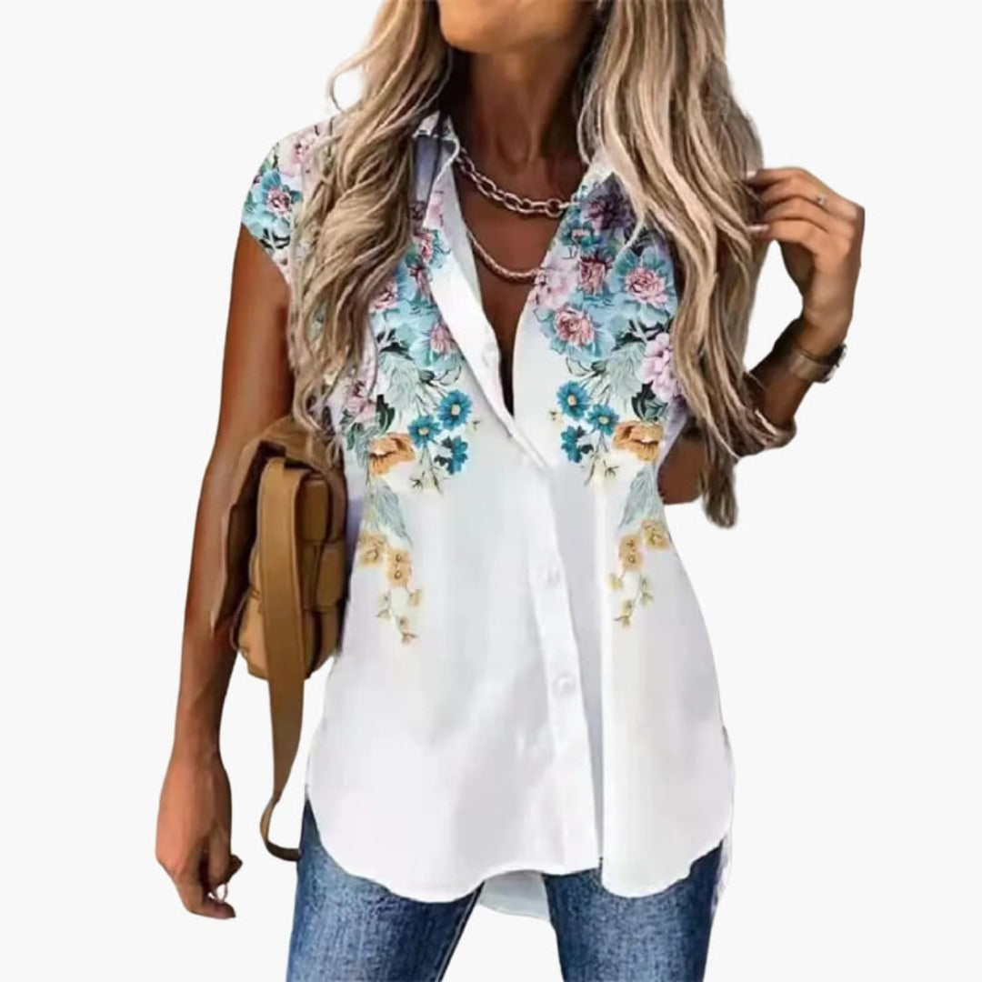 Callie | Women’s Sleeveless Collared Button-Up Blouse