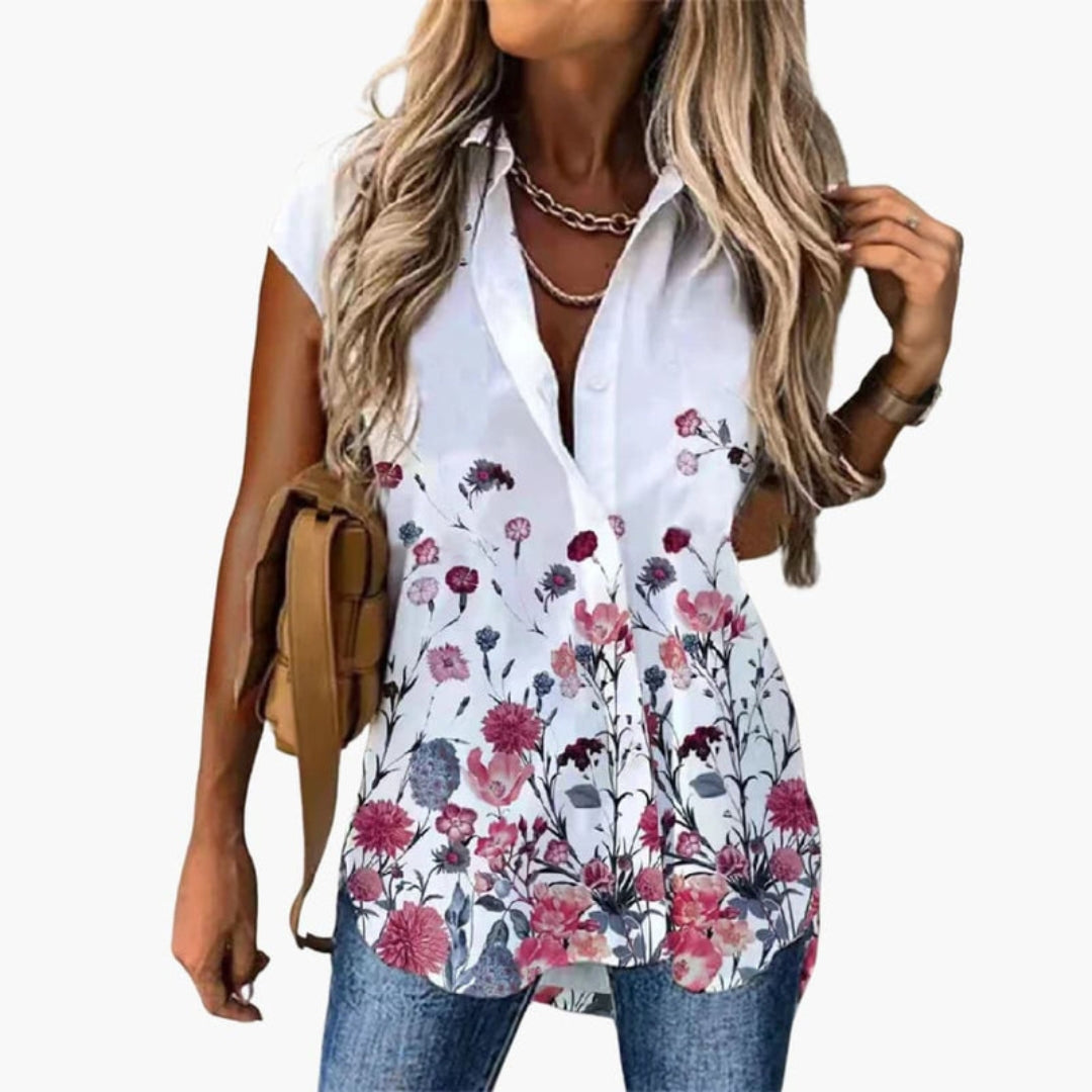 Callie | Women’s Sleeveless Collared Button-Up Blouse