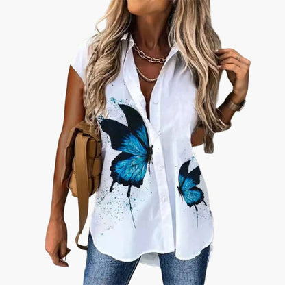 Callie | Women’s Sleeveless Collared Button-Up Blouse