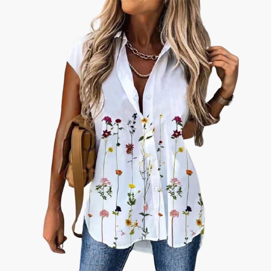 Callie | Women’s Sleeveless Collared Button-Up Blouse