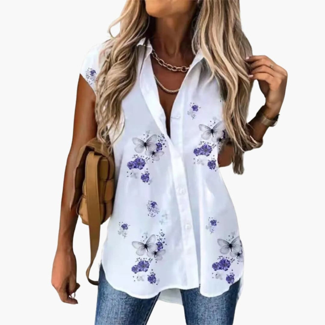 Callie | Women’s Sleeveless Collared Button-Up Blouse