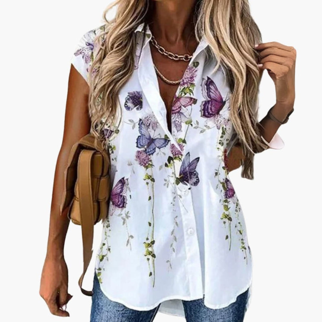 Callie | Women’s Sleeveless Collared Button-Up Blouse