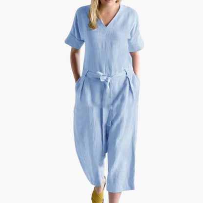 Rosalind | Women’s V-Neck Waist-Tie Relaxed Jumpsuit