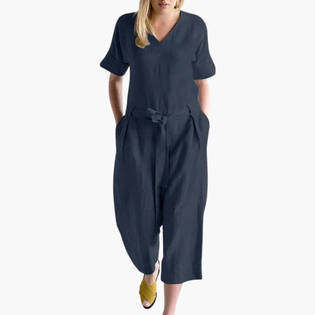 Rosalind | Women’s V-Neck Waist-Tie Relaxed Jumpsuit