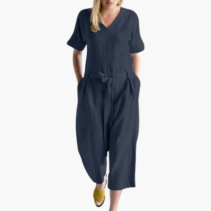 Rosalind | Women’s V-Neck Waist-Tie Relaxed Jumpsuit