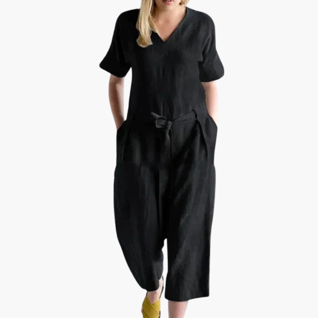 Rosalind | Women’s V-Neck Waist-Tie Relaxed Jumpsuit