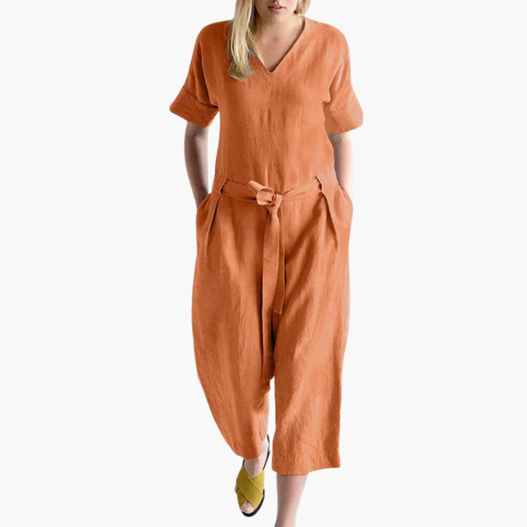 Rosalind | Women’s V-Neck Waist-Tie Relaxed Jumpsuit