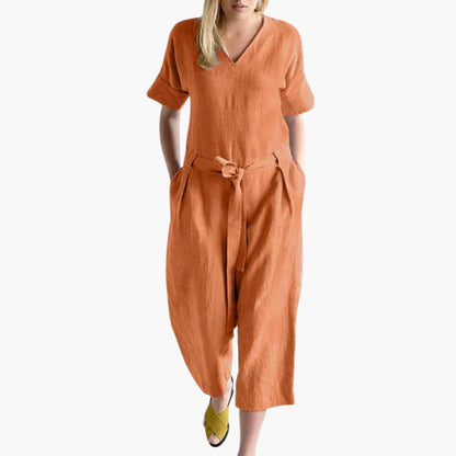 Rosalind | Women’s V-Neck Waist-Tie Relaxed Jumpsuit