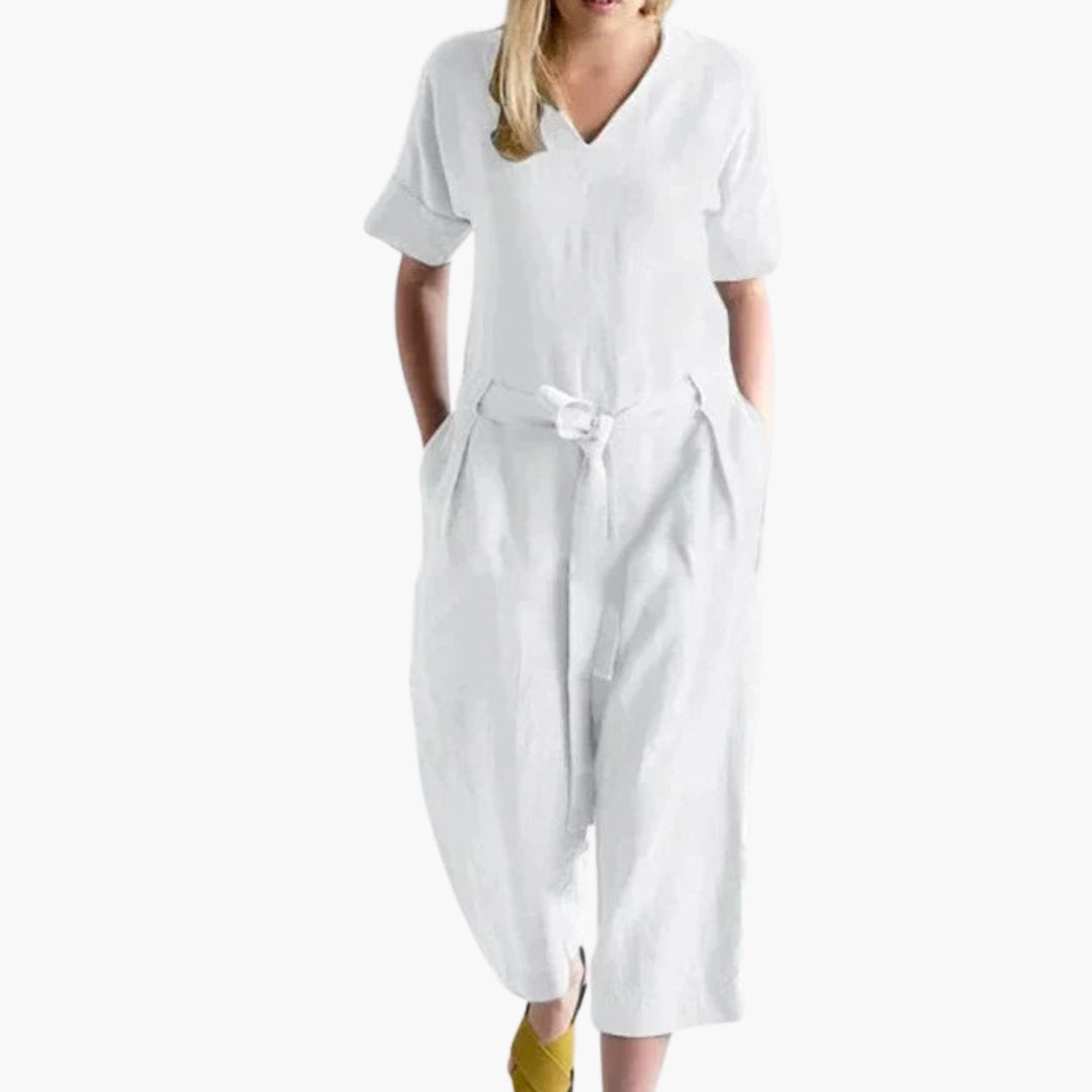 Rosalind | Women’s V-Neck Waist-Tie Relaxed Jumpsuit