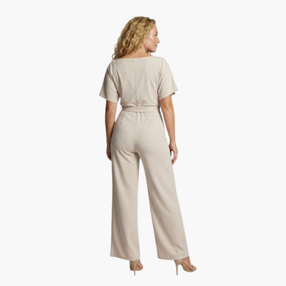 Genevieve | Women’s Boat Neck Waist-Tie Wide-Leg Jumpsuit