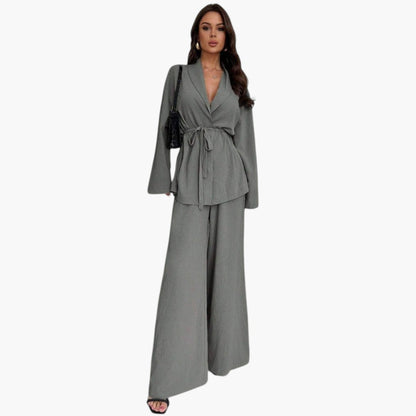 Anastasia | Women’s Wrap Collar Belted Wide-Leg Jumpsuit