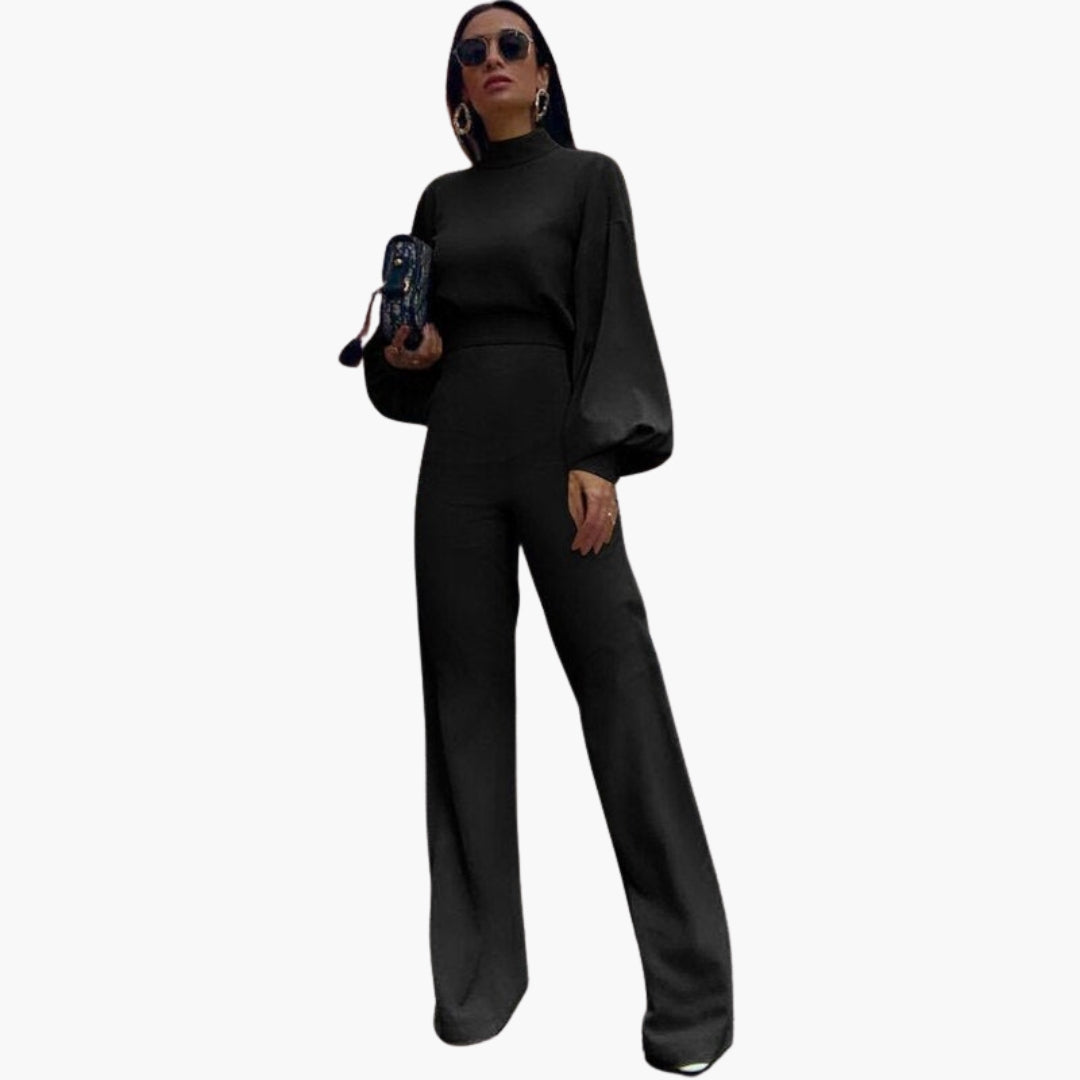 Winona | Women’s High Collar Long Sleeve Wide-Leg Jumpsuit