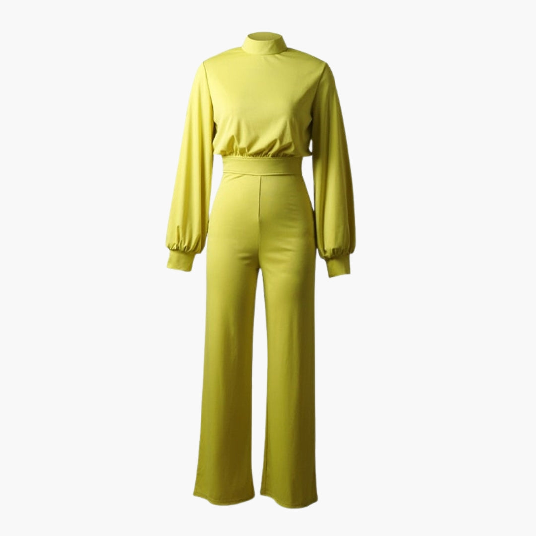Winona | Women’s High Collar Long Sleeve Wide-Leg Jumpsuit