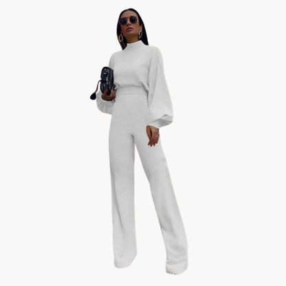 Winona | Women’s High Collar Long Sleeve Wide-Leg Jumpsuit
