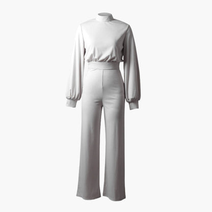 Winona | Women’s High Collar Long Sleeve Wide-Leg Jumpsuit