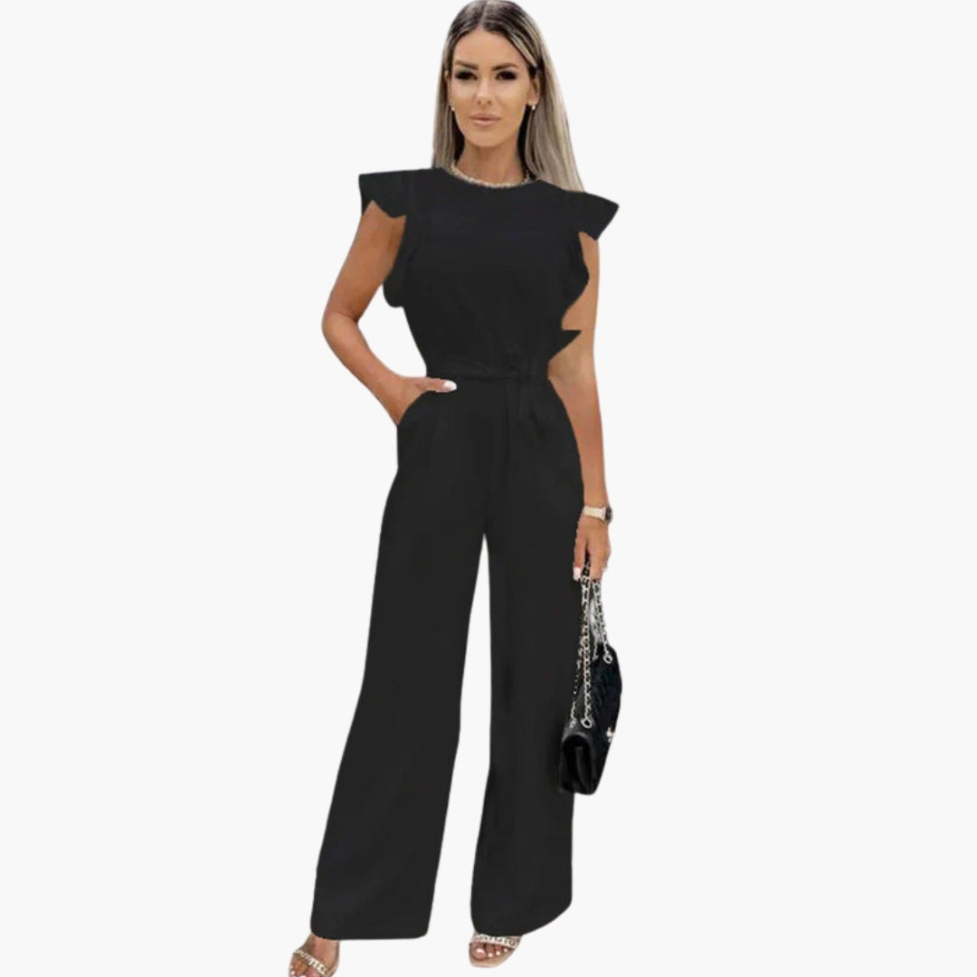 Felicity | Women’s Round Neck Waist-Tie Jumpsuit