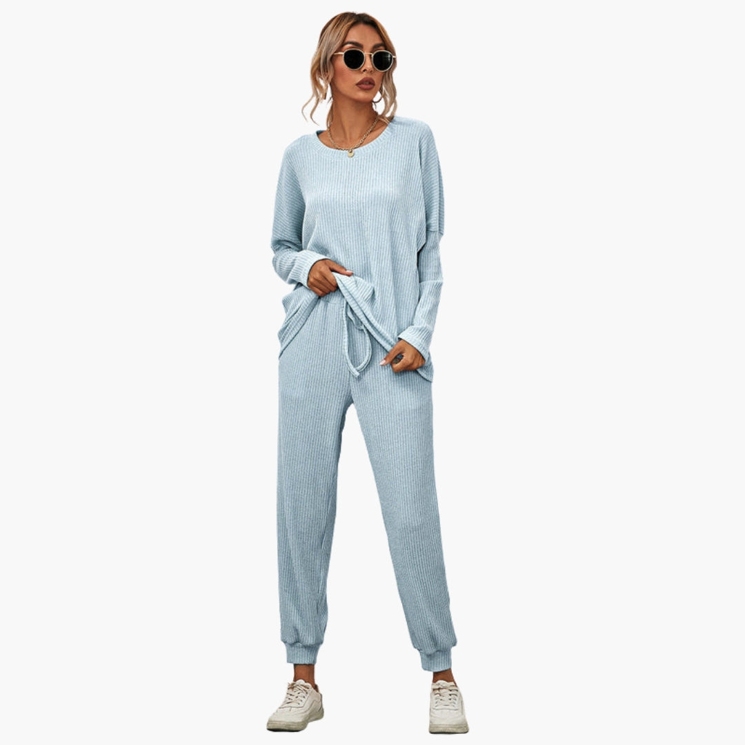 Clementine | Women’s Round Neck Ribbed Lounge Set