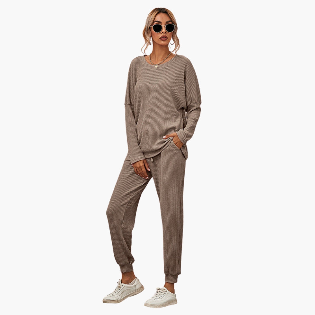 Clementine | Women’s Round Neck Ribbed Lounge Set
