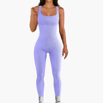 Jemima | Women’s Square Neck Ribbed Sculpting Jumpsuit