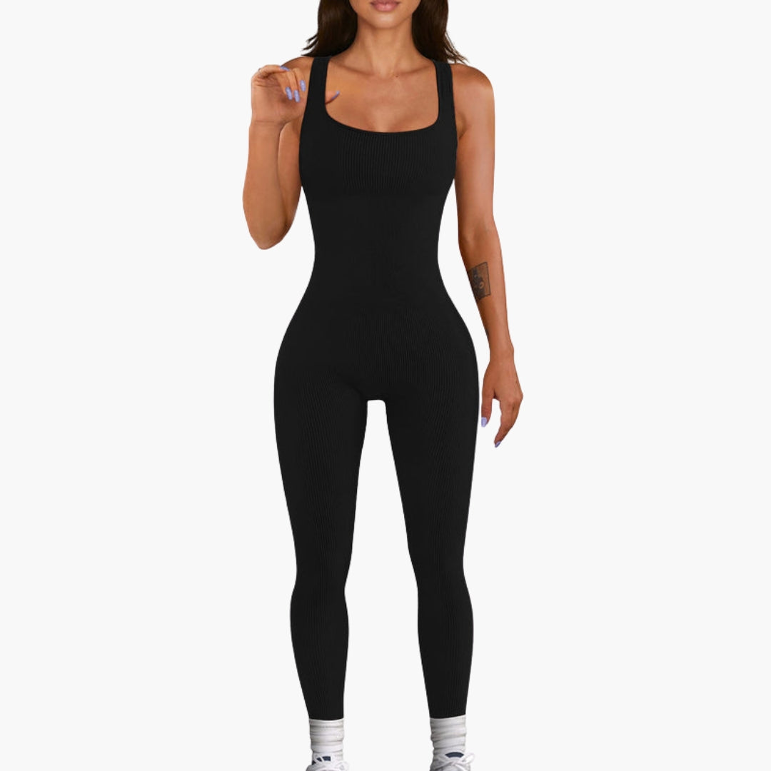 Jemima | Women’s Square Neck Ribbed Sculpting Jumpsuit
