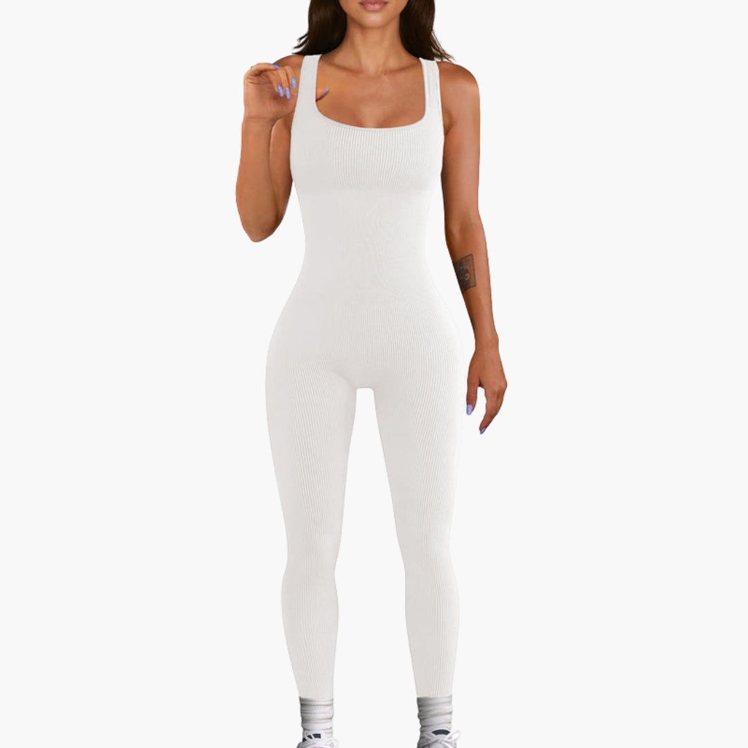 Jemima | Women’s Square Neck Ribbed Sculpting Jumpsuit