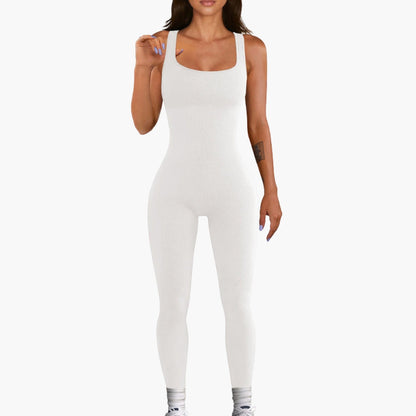 Jemima | Women’s Square Neck Ribbed Sculpting Jumpsuit
