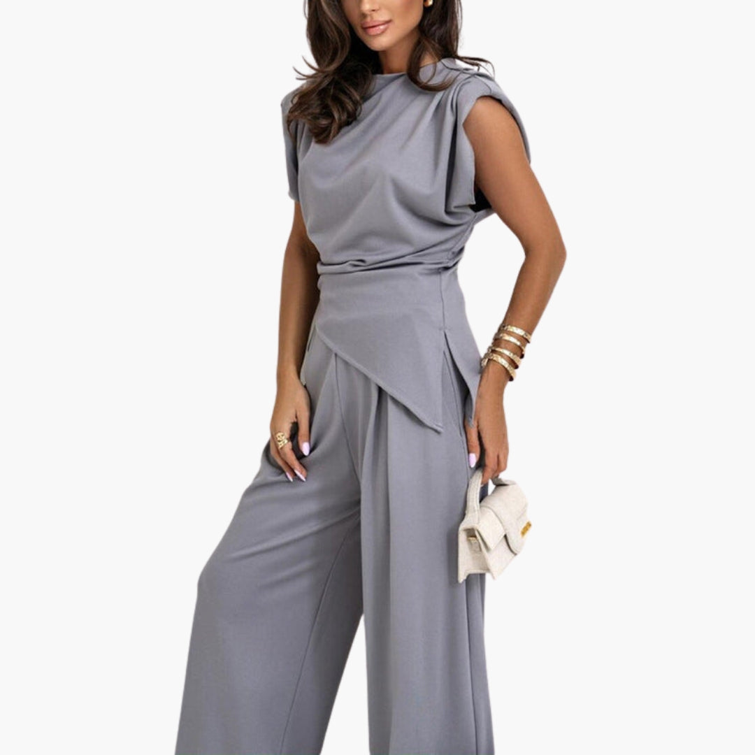 Isolde | Women’s Draped Neck Wide-Leg Jumpsuit