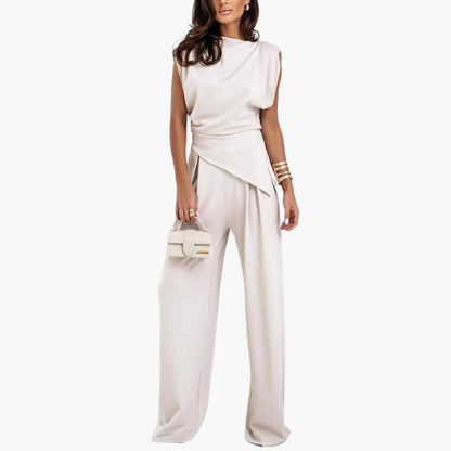 Isolde | Women’s Draped Neck Wide-Leg Jumpsuit