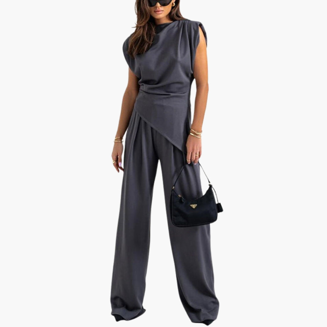 Isolde | Women’s Draped Neck Wide-Leg Jumpsuit