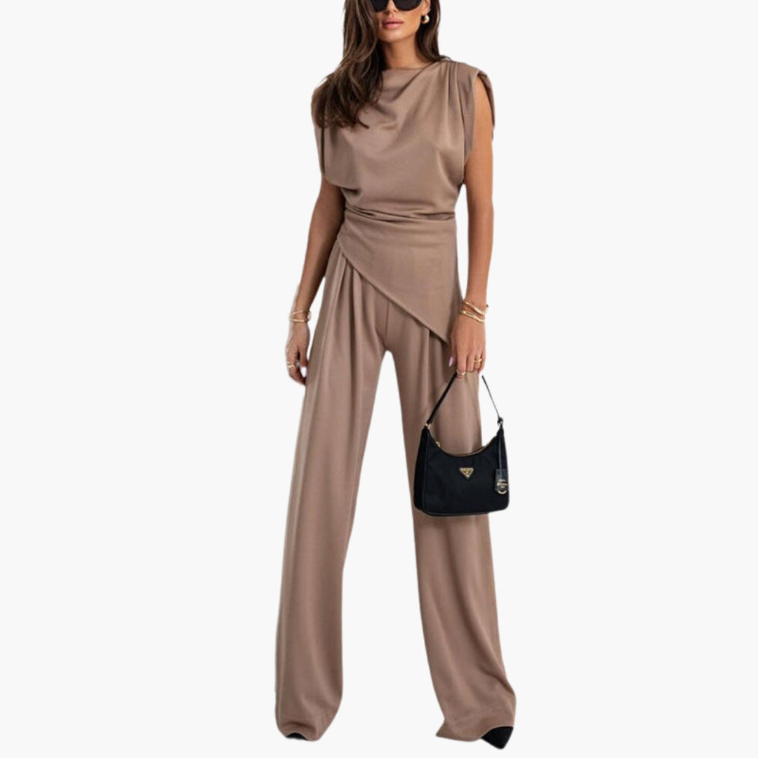 Isolde | Women’s Draped Neck Wide-Leg Jumpsuit