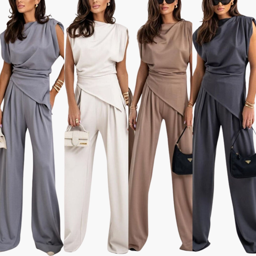 Isolde | Women’s Draped Neck Wide-Leg Jumpsuit