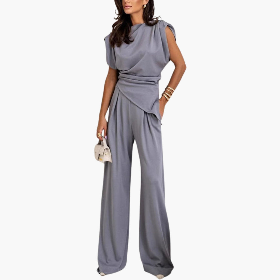 Isolde | Women’s Draped Neck Wide-Leg Jumpsuit