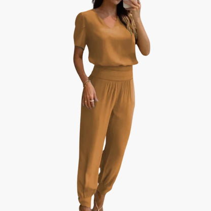 Catalina | Women’s V-Neck Marble Print Jumpsuit