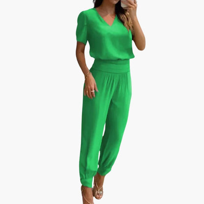 Catalina | Women’s V-Neck Marble Print Jumpsuit