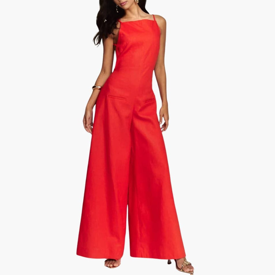 Philomena | Women’s Thin Strap Open-Back Wide-Leg Jumpsuit