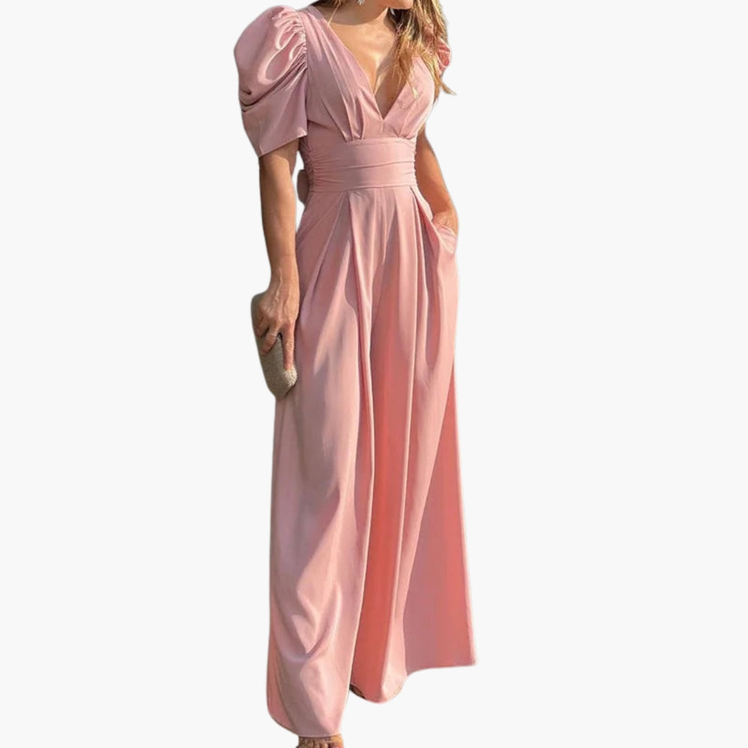 Elysia | Women’s Puff Sleeve Wide-Leg Jumpsuit