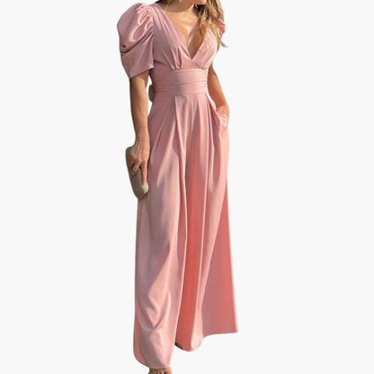 Elysia | Women’s Puff Sleeve Wide-Leg Jumpsuit
