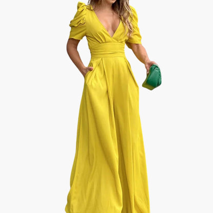 Elysia | Women’s Puff Sleeve Wide-Leg Jumpsuit