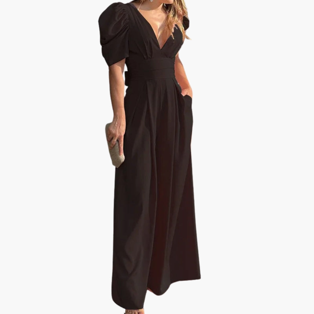 Elysia | Women’s Puff Sleeve Wide-Leg Jumpsuit