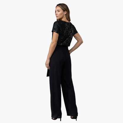 Marceline | Women’s Sequin Belted Wide-Leg Jumpsuit