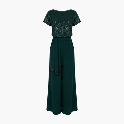 Marceline | Women’s Sequin Belted Wide-Leg Jumpsuit