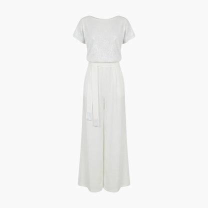 Marceline | Women’s Sequin Belted Wide-Leg Jumpsuit