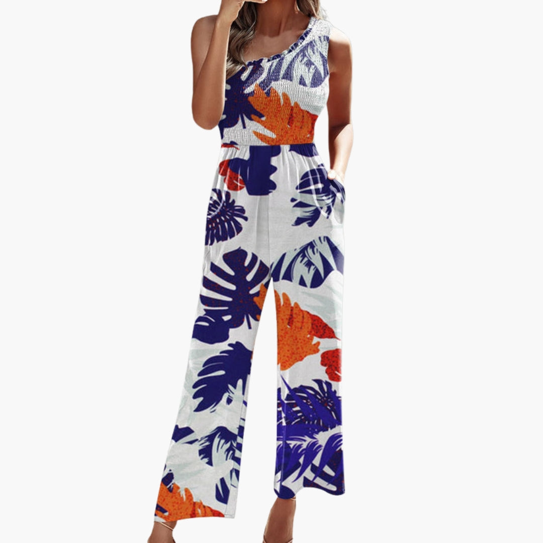 Celestine | Women’s One-Shoulder Asymmetrical Wide-Leg Jumpsuit