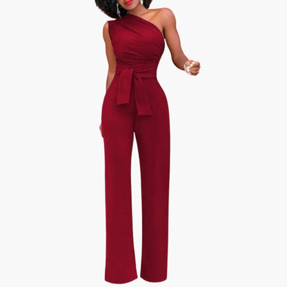 Eleanora | Women’s One-Shoulder Waist-Tie Wide-Leg Jumpsuit